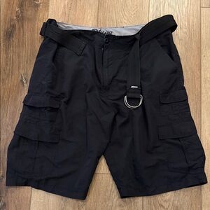 Plugg Black Cargo Shorts with Belt 100% Polyester